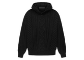 Fear Of God Essentials The Black Collection Cable Knit Hoodie - Black (SS23)